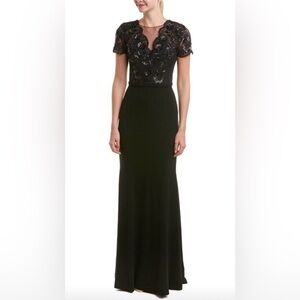 Theia black gown with lace and beaded bodice!